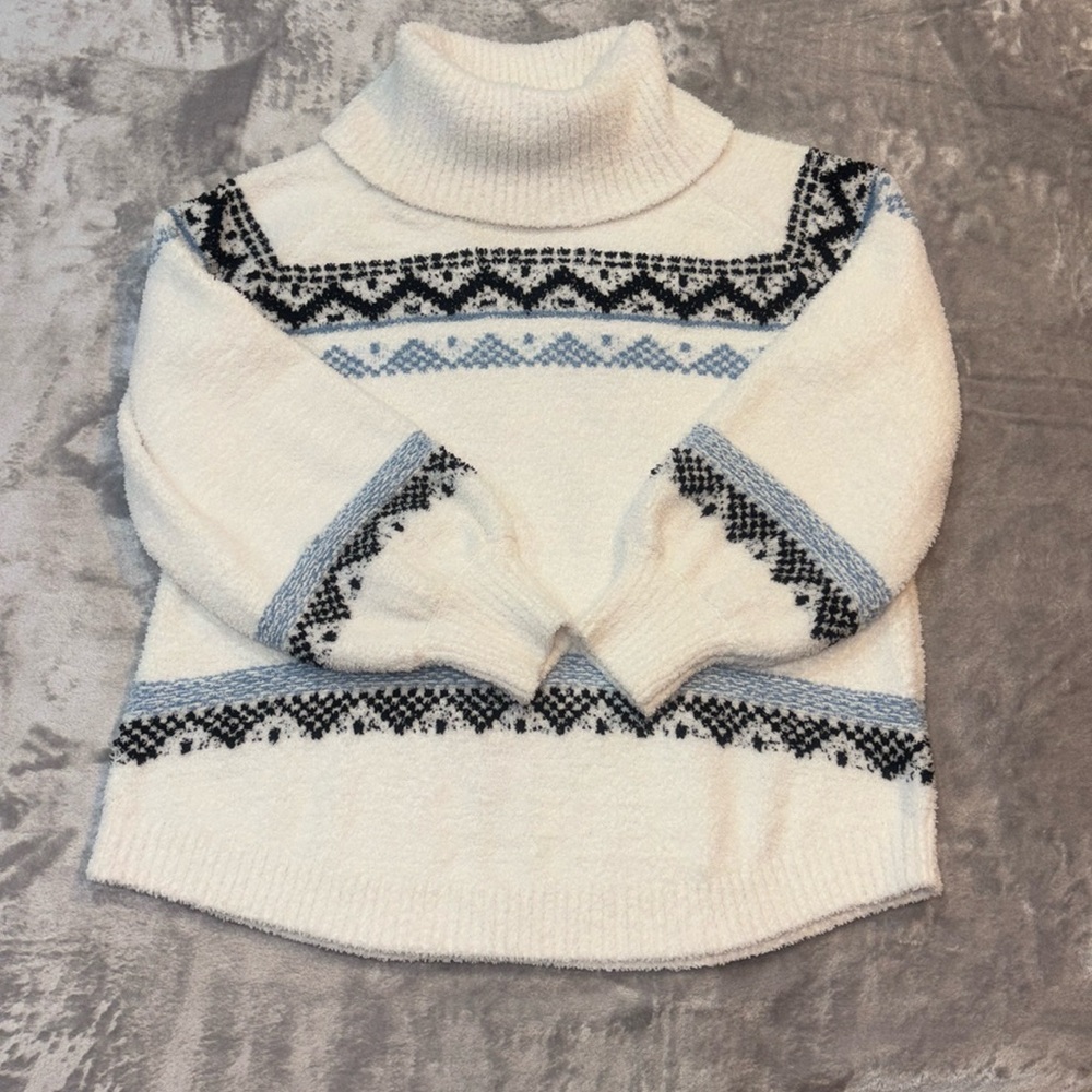 Premise Cream and Blue Turtleneck Sweater